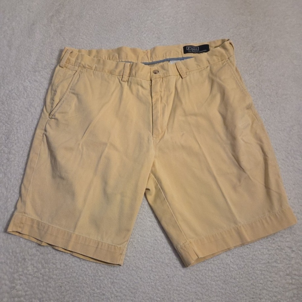 VTG Polo Ralph Lauren Shorts Men Size s 38 Khaki Classic Fit 9" Chino Yellow